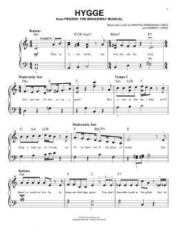 page one of Hygge (from Frozen: The Broadway Musical) (Easy Piano)