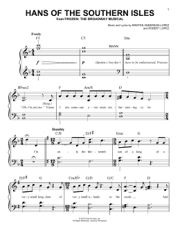 page one of Hans Of The Southern Isles (from Frozen: The Broadway Musical) (Easy Piano)