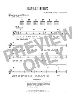 page one of Jolly Old St. Nicholas (Solo Guitar Tab)