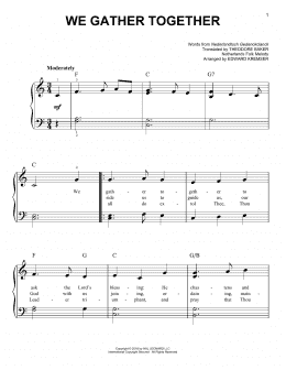 page one of We Gather Together (Easy Piano)