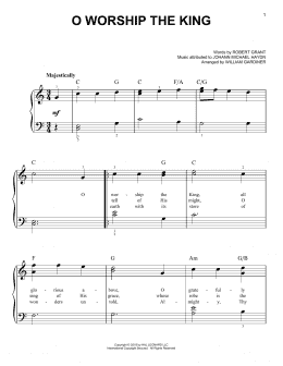 page one of O Worship The King (Easy Piano)