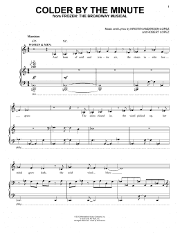 page one of Colder By The Minute (from Frozen: The Broadway Musical) (Piano & Vocal)