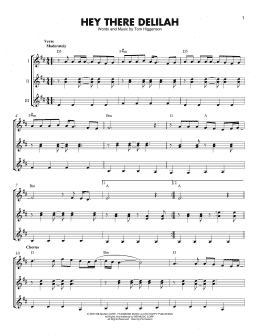page one of Hey There Delilah (Guitar Ensemble)
