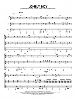 page one of Lonely Boy (Guitar Ensemble)