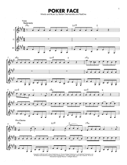page one of Poker Face (Guitar Ensemble)