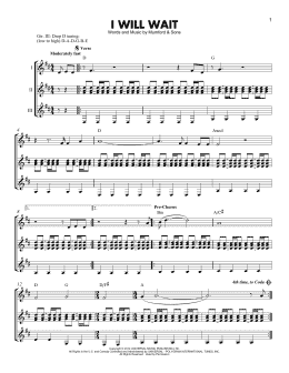 page one of I Will Wait (Guitar Ensemble)
