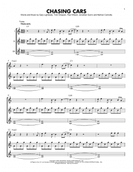 page one of Chasing Cars (Guitar Ensemble)