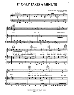 page one of It Only Takes A Minute (Piano, Vocal & Guitar Chords (Right-Hand Melody))