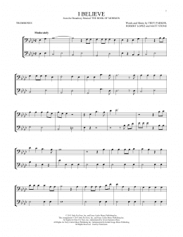page one of I Believe (Trombone Duet)