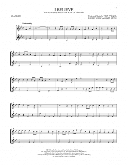 page one of I Believe (Clarinet Duet)