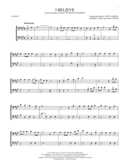 page one of I Believe (Cello Duet)