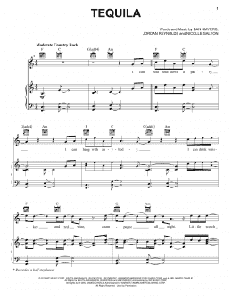 page one of Tequila (Piano, Vocal & Guitar Chords (Right-Hand Melody))