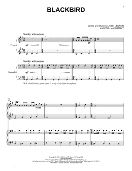 page one of Blackbird (Piano Duet)