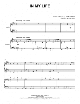 page one of In My Life (Piano Duet)