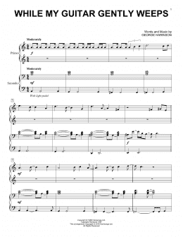 page one of While My Guitar Gently Weeps (Piano Duet)