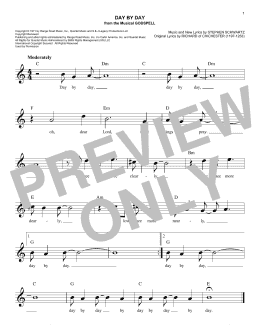 page one of Day By Day (from Godspell) (Easy Lead Sheet / Fake Book)