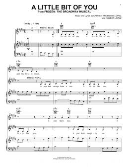 page one of A Little Bit Of You (from Frozen: The Broadway Musical) (Piano, Vocal & Guitar Chords (Right-Hand Melody))