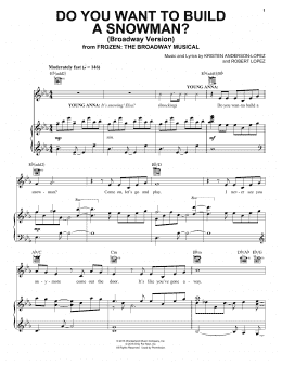 page one of Do You Want To Build A Snowman? (from Frozen: The Broadway Musical) (Piano, Vocal & Guitar Chords (Right-Hand Melody))