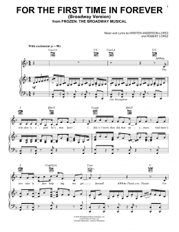 page one of For The First Time In Forever (from Frozen: The Broadway Musical) (Piano, Vocal & Guitar Chords (Right-Hand Melody))