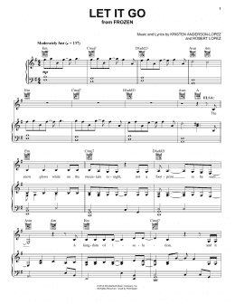 page one of Let It Go (from Frozen: The Broadway Musical) (Piano, Vocal & Guitar Chords (Right-Hand Melody))