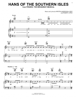 page one of Hans Of The Southern Isles (from Frozen: The Broadway Musical) (Piano, Vocal & Guitar Chords (Right-Hand Melody))
