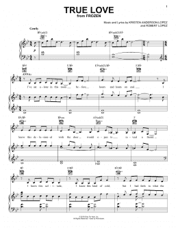 page one of True Love (from Frozen: The Broadway Musical) (Piano, Vocal & Guitar Chords (Right-Hand Melody))