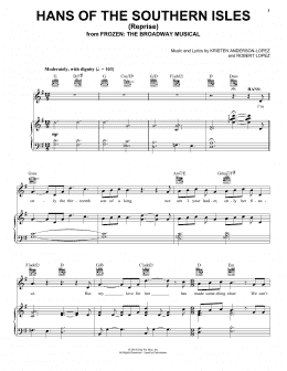 page one of Hans Of The Southern Isles (Reprise) (from Frozen: The Broadway Musical) (Piano, Vocal & Guitar Chords (Right-Hand Melody))