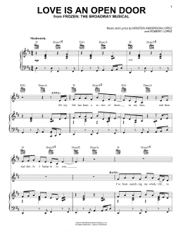 page one of Love Is An Open Door (from Frozen: The Broadway Musical) (Piano, Vocal & Guitar Chords (Right-Hand Melody))
