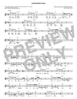 page one of Love Never Fails (Lead Sheet / Fake Book)