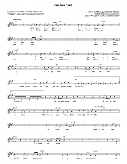page one of Chasing Cars (Lead Sheet / Fake Book)