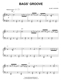 page one of Bags' Groove [Jazz version] (Piano Solo)