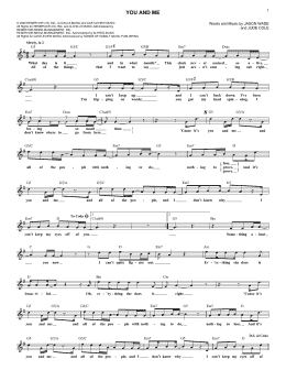 page one of You And Me (Lead Sheet / Fake Book)