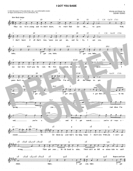 page one of I Got You Babe (Lead Sheet / Fake Book)