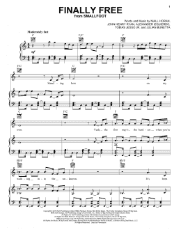 page one of Finally Free (from Smallfoot) (Piano, Vocal & Guitar Chords (Right-Hand Melody))