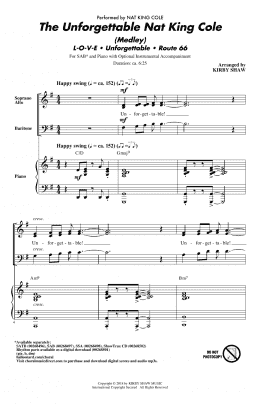 page one of The Unforgettable Nat King Cole (Medley) (SAB Choir)