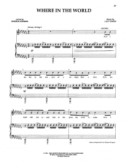 page one of Where In The World (Piano & Vocal)