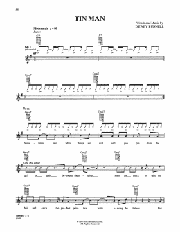 page one of Tin Man (Guitar Tab)