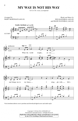 page one of My Way Is Not His Way (SATB Choir)