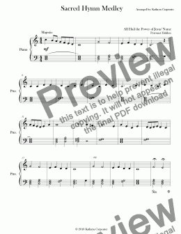 page one of "Sacred Hymns Medley" (Easy Piano)