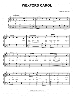 page one of Wexford Carol (Very Easy Piano)