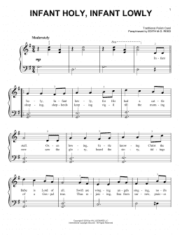 page one of Infant Holy, Infant Lowly (Very Easy Piano)