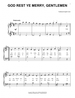 page one of God Rest Ye Merry, Gentlemen (Very Easy Piano)
