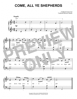 page one of Come, All Ye Shepherds (Very Easy Piano)