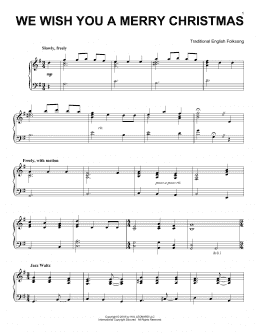 page one of We Wish You A Merry Christmas [Jazz version] (Piano Solo)