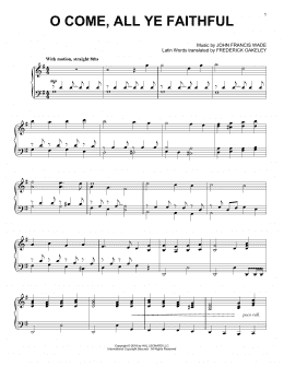 page one of O Come, All Ye Faithful [Jazz version] (Piano Solo)