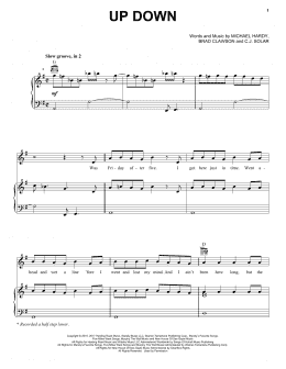 page one of Up Down (feat. Florida Georgia Line) (Piano, Vocal & Guitar Chords (Right-Hand Melody))