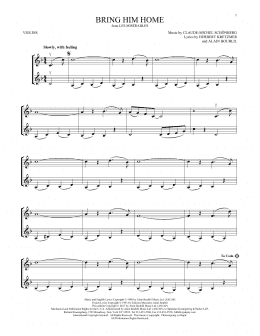 page one of Bring Him Home (Violin Duet)