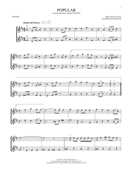 page one of Popular (from Wicked) (Violin Duet)