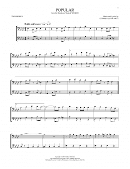 page one of Popular (from Wicked) (Trombone Duet)