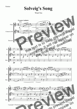 page one of Solveig's Song - from Peer Gynt Suite - Wind Trio - Arrangement: Thomas H. Graf
